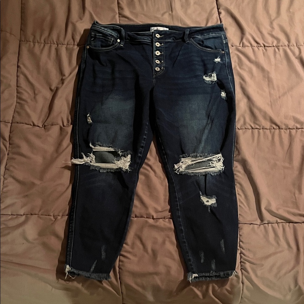 KanCan Midnight Blue Ripped Boyfriend Jeans